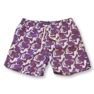 Roosevelt Del Mar Republic Swim Trunks Seahorse Dolphin Print